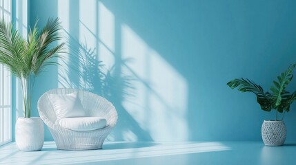 Poster - Blue Summer Background for Abstract Presentation Template Featuring a Cyan Color Palette Room Decor Natural Elements and Modern Interior Design Aesthetics