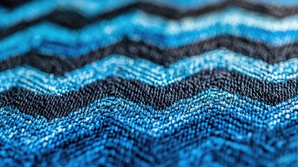Poster - Close up view of a blue and black zigzag pattern showcasing intricate design details