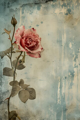 Wall Mural - Vintage romantic roses fabric for Valentine day and grunge background ,floral background 