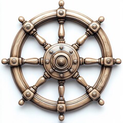 Antique Brass Ship Wheel: A weathered brass ship wheel with intricate details, evokes a sense of history, adventure, and nautical charm.  The aged finish adds authenticity, while the classic design sp