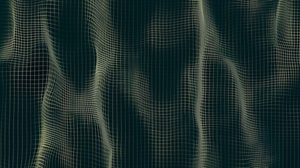 Poster - Digital wave patterns create an abstract background with intricate grid designs on a dark surface