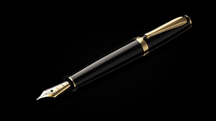 Elegant Black and Gold Fountain Pen