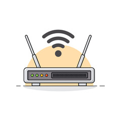 Wifi Router with Network Icon Vector Illustration. Network Service Concept Design