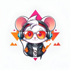 Wall Mural - Cool Mouse with Headphones