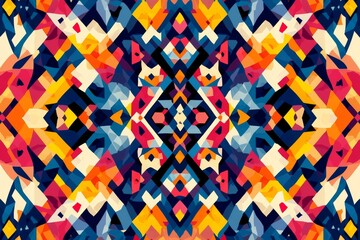 Canvas Print - Abstract Geometric Pattern with Vibrant Colors created with Generative AI