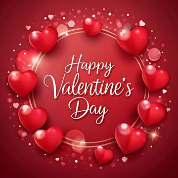 Valentine's day hearts ballons with copyspace, saint valentine and love background. Ai Generated