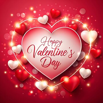 Valentine's day hearts ballons with copyspace, saint valentine and love background. Ai Generated