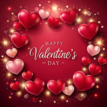 Valentine's day hearts ballons with copyspace, saint valentine and love background. Ai Generated