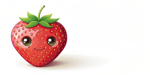 Clip art of a adorable strawberry, cute, sweet, fruit, red, food, cartoon,clipart, isolated, vibrant, delicious, healthy, treat