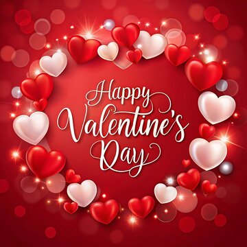 Valentine's day hearts ballons with copyspace, saint valentine and love background. Ai Generated