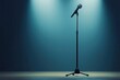 © chayantorn - A solitary microphone stands under dramatic stage lights, symbolizing performance, creativity, and the art of public speaking.