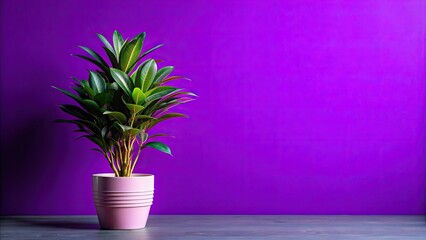 Wall Mural - of a vibrant plant against a purple background, plant, purple, background, drawing, nature, colorful, vibrant, botanical