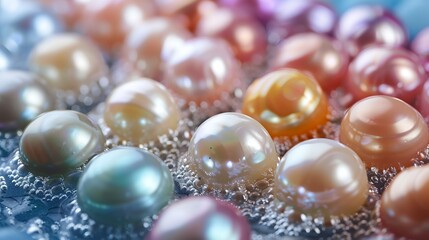 Poster - a bunch of pearls are sitting on a table top together