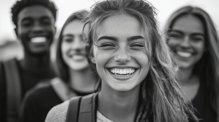 Wall Mural - a group of young people standing next to each other smiling