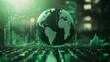 © ikkilostd - Futuristic digital globe with green data visualization elements.