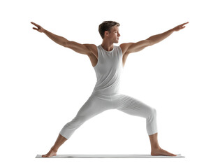 man doing yoga isolated