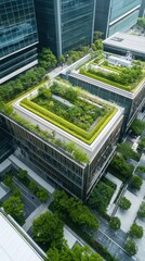 Wall Mural - Green roofs on aerospace industry buildings, demonstrating a commitment to sustainability and enhancing environmental performance through innovative green infrastructure.