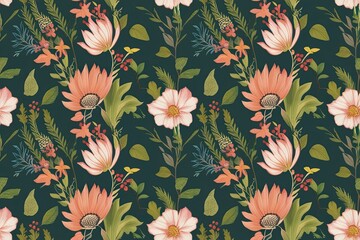 Botanical Seamless Background Pattern for Home Decor and Fashion