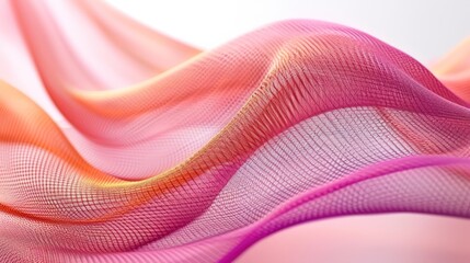 Abstract Wavy Pink and Yellow Fabric