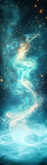 Wall Mural - a blue and yellow spiral of smoke and stars. the blue and yellow colors are bright and vibrant, crea