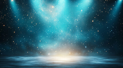 Wall Mural - a blue sky with a starry background. the sky is illuminated with bright lights, creating a sense of 