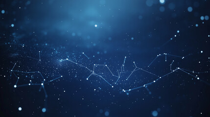 Canvas Print - Starry abstract background. Intertwining constellations, blue backdrop for design