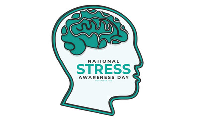 National Stress awareness day. background, banner, card, poster, template. Vector illustration.