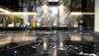© Jrprr - empty black marble counter blur bokeh kitchen interior background in clean and bright.