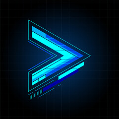 Leinwandbilder - Blue arrow abstract geometric futuristic hud technology vector design.