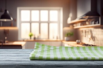 Poster - Space for product, wooden table at kitchen interior background