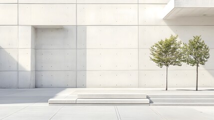 Poster - A modern and minimalist concrete building with clean lines geometric patterns and ample copy space for design or text overlay