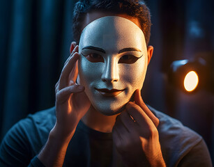 Sticker - Actor and performance, featuring symbols like a theater mask, a stage, and a spotlight symbolizing drama, entertainment, and talent. Perfect for topics related to acting, theater, and film.