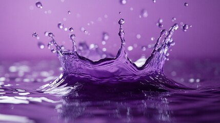 Poster - A splash of purple water creates a splash in the air