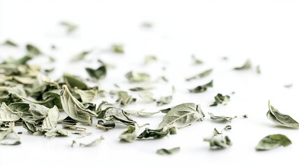 Dried Sage Leaves on a White Background