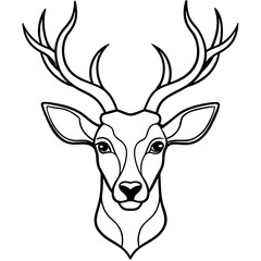 Wall Mural - deer head silhouette vector line art