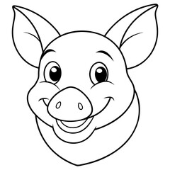 Canvas Print - happy pig head vector illustration