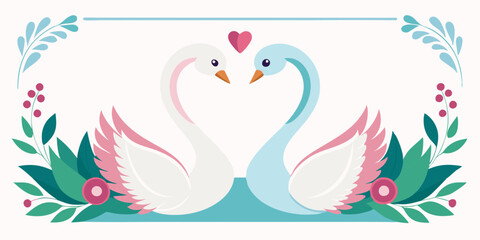 Canvas Print - swan wedding invitation card vector illustration 