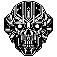 Poster - futuristic skull design with neon accents vector illustration