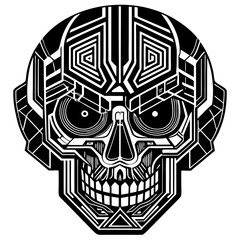 Poster - futuristic skull design with neon accents vector illustration