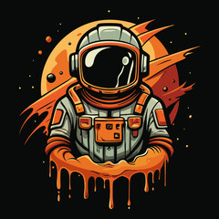 Sticker - vector art t-shirt art design astronaut dripping vector illustration