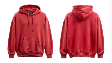 vintage red hoodie front and back  for mockup isolated white background