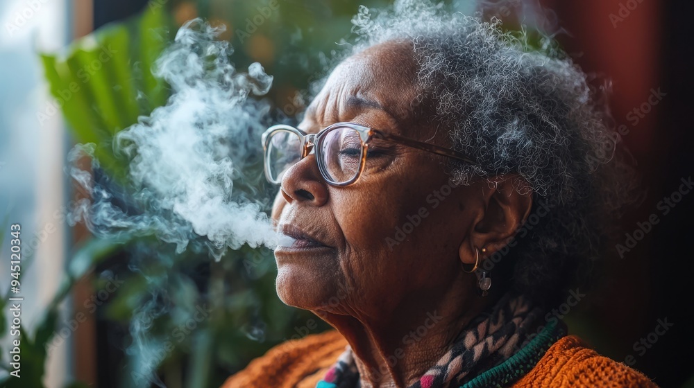 Young patient using a cannabis inhaler for respiratory relief in modern ...