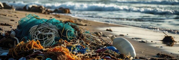 Poster - Debris pollution from marine fishing on the shoreline