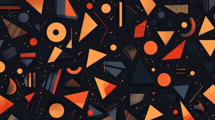 Stylized abstract pattern with striking midnight and pastel orange geometric shapes.