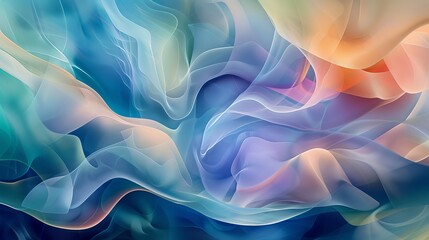 Fototapete - An abstract artwork with a focus on fluid shapes and gentle color transitions. The scene includes flowing forms and soft gradients