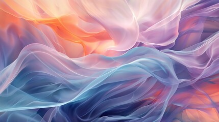 Fototapete - An abstract artwork with a focus on fluid shapes and gentle color transitions. The scene includes flowing forms and soft gradients