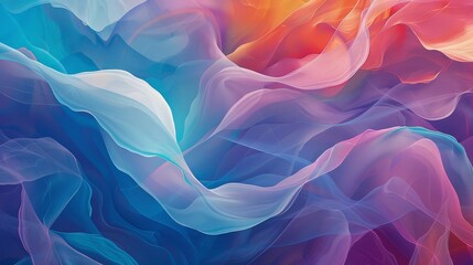 Fototapete - An abstract artwork with a focus on fluid shapes and gentle color transitions. The scene includes flowing forms and soft gradients