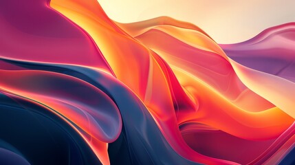 Poster - An abstract background with a focus on fluid shapes and blended colors. The scene features smooth curves and gentle gradients