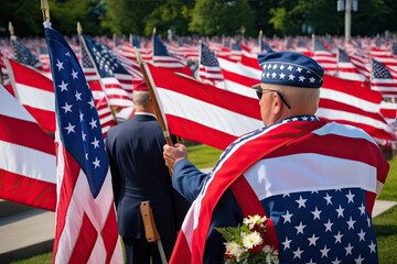 Wall Mural - Memorial Day Celebration with USA Flag and Patriotic Respect for 2024