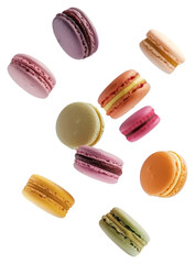 Poster - PNG Colorful French macarons floating